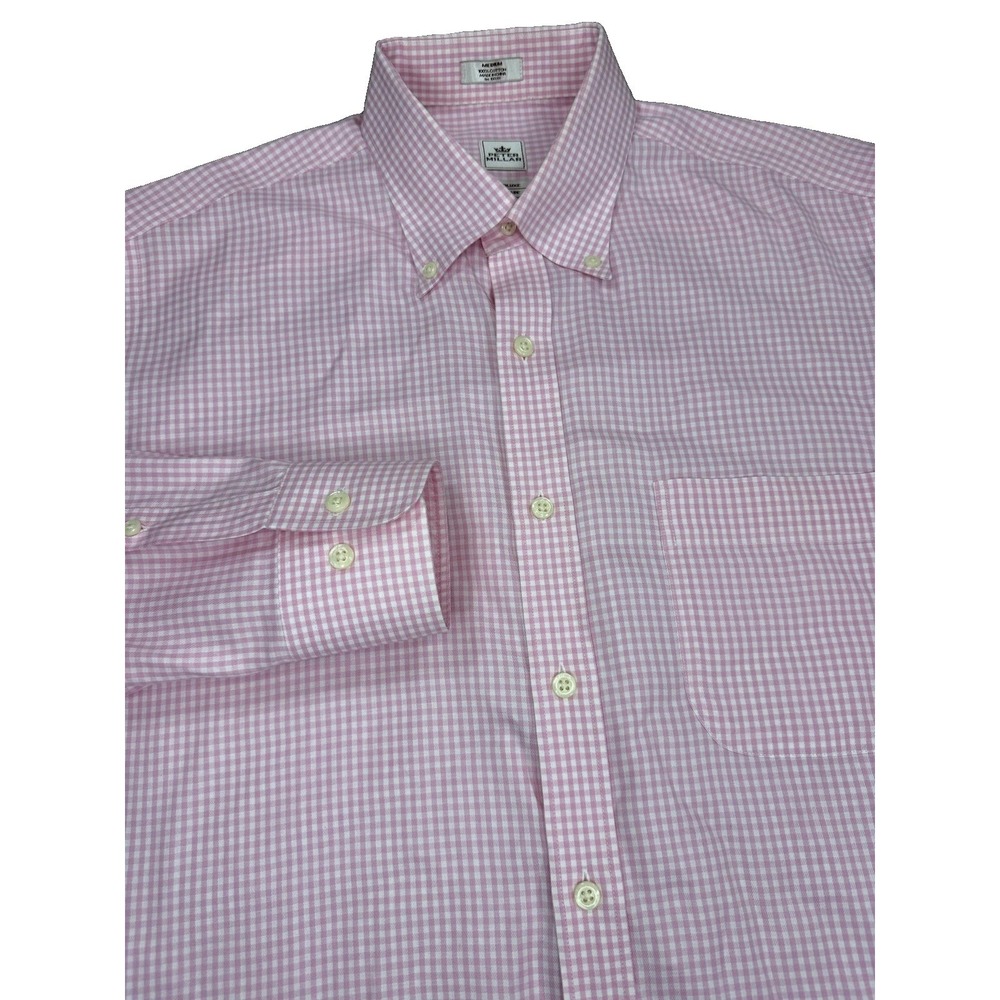 Peter Millar Shirt Mens M Pink Gingham Nanoluxe Easycare Button Down Preppy